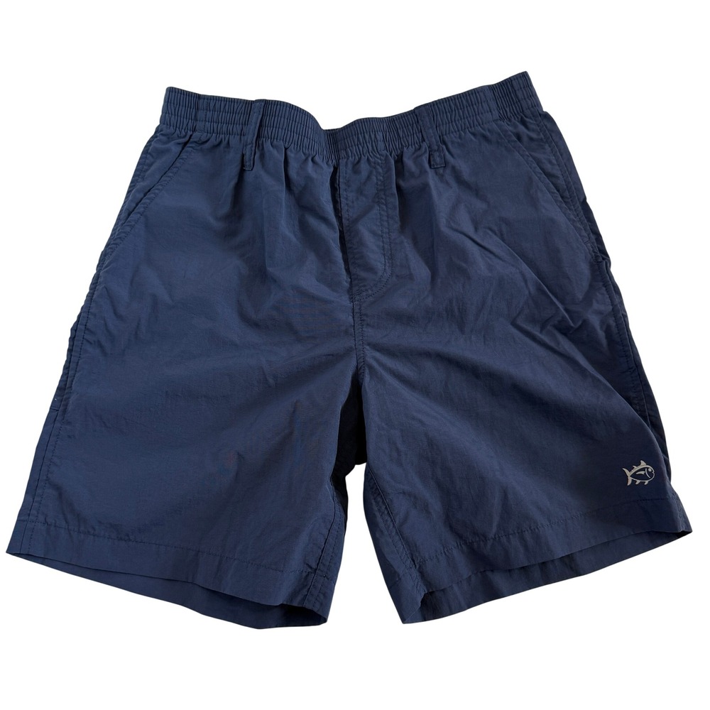 Southern Tide Boys Navy Blue Nylon Shorts Size L 12-14 Skipjack Logo 31510